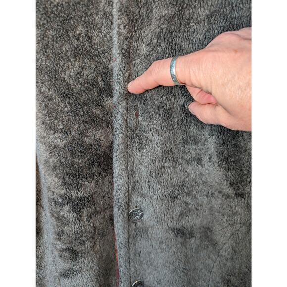 Vintage Denali Reversible Fleece  Coat Leaf Pattern Grey Red Size Small - Picture 10 of 12